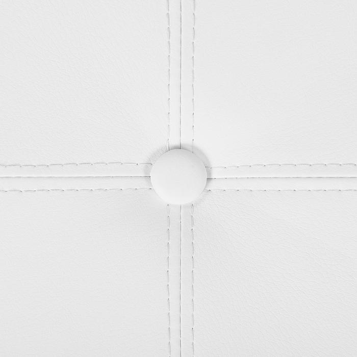 Pouf Bianco Ecopelle 40 x 38 cm con Sgabello Contenitivo Glamour