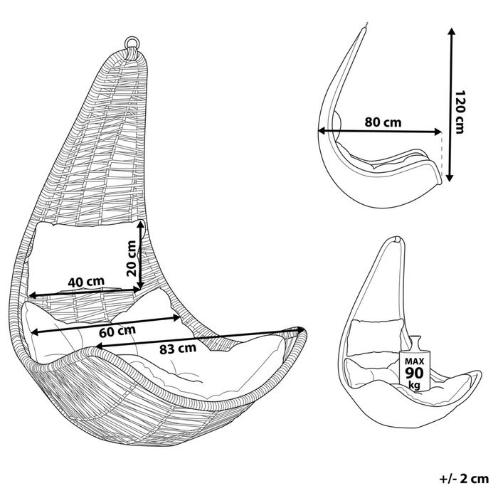 Sedia sospesa poltrona pensile in rattan beige PE altalena a forma di uovo con montaggio a soffitto in vimini rustico Boho