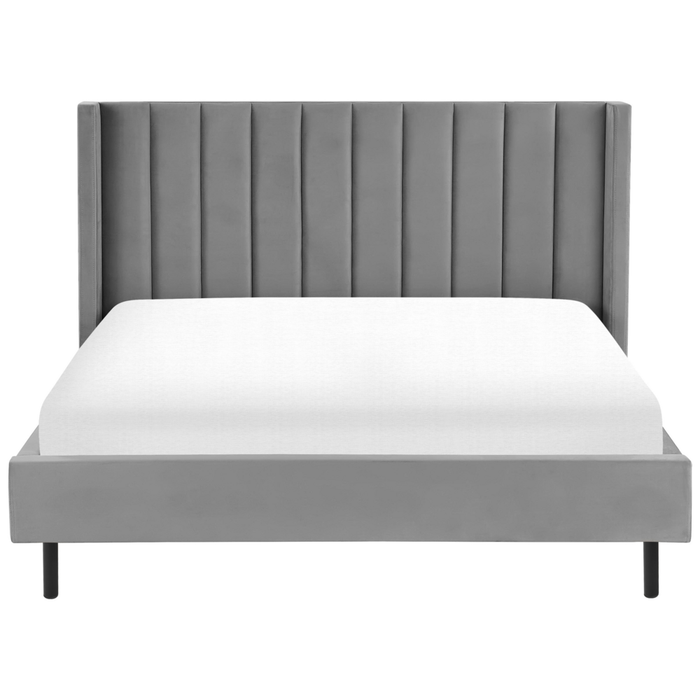 Letto matrimoniale 180 x 200 cm Rete a doghe in velluto grigio