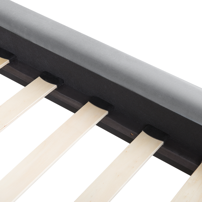 Letto imbottito velluto grigio e oro rete a doghe testiera alta 160 x 200 cm testata alta design retrò