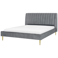Letto imbottito velluto grigio e oro rete a doghe testiera alta 180 x 200 cm testata alta design retrò