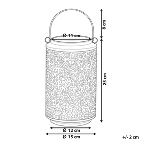 Lanterna in Metallo dorato Ferro con Fori H 25 cm Portacandele a Colonna