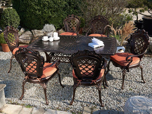 Tavolo da pranzo da giardino in alluminio marrone rettangolare 102 x 165 cm da esterno vintage