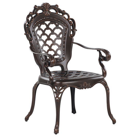 Set di 2 sedie da pranzo da giardino cuscini per sedili in poliestere alluminio marrone vintage