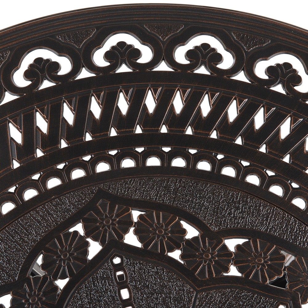 Tavolo da pranzo da giardino in alluminio marrone rotondo ø 102 cm per esterno in stile retrò