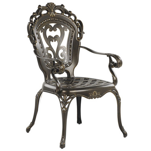 Set di 2 sedie da giardino vintage in alluminio marrone con cuscini per sedili in poliestere alluminio vintage