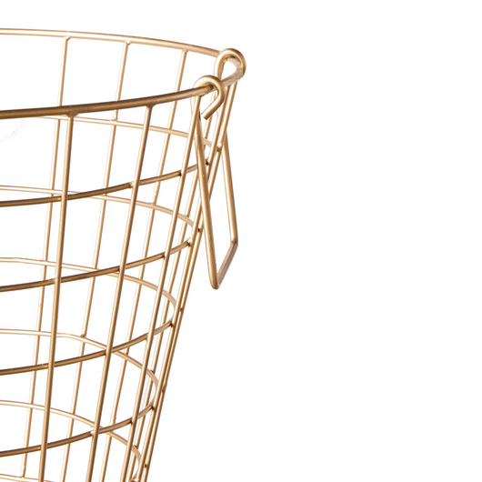 Cesto Metallico dorato Rotondo con Manici Accessorio per Conservazione Glamour Moderno per Coperte Asciugamani Giornale