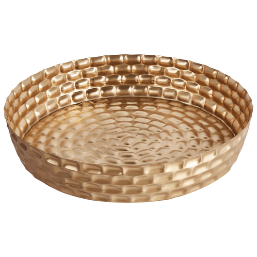 Vassoio Decorativo Metallo Dorato Ferro Tondo 38 cm Vintage Glamour