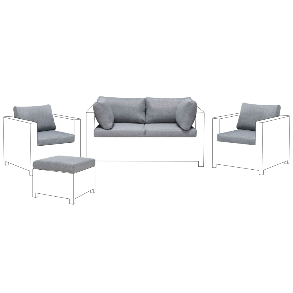 Set fodere per cuscini da esterno in tessuto grigio per mobili da giardino e federe per cuscini