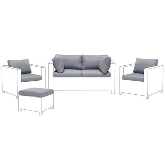 Set fodere per cuscini da esterno in tessuto grigio per mobili da giardino e federe per cuscini