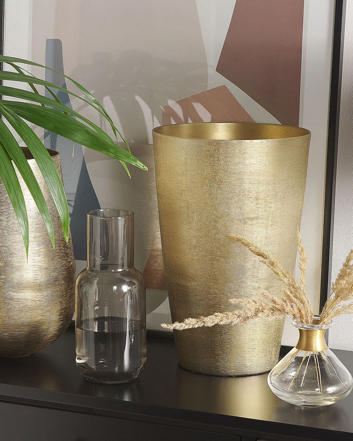 Vaso di fiori in metallo dorato 31 cm decorativo impermeabile moderno soggiorno glamour pezzo