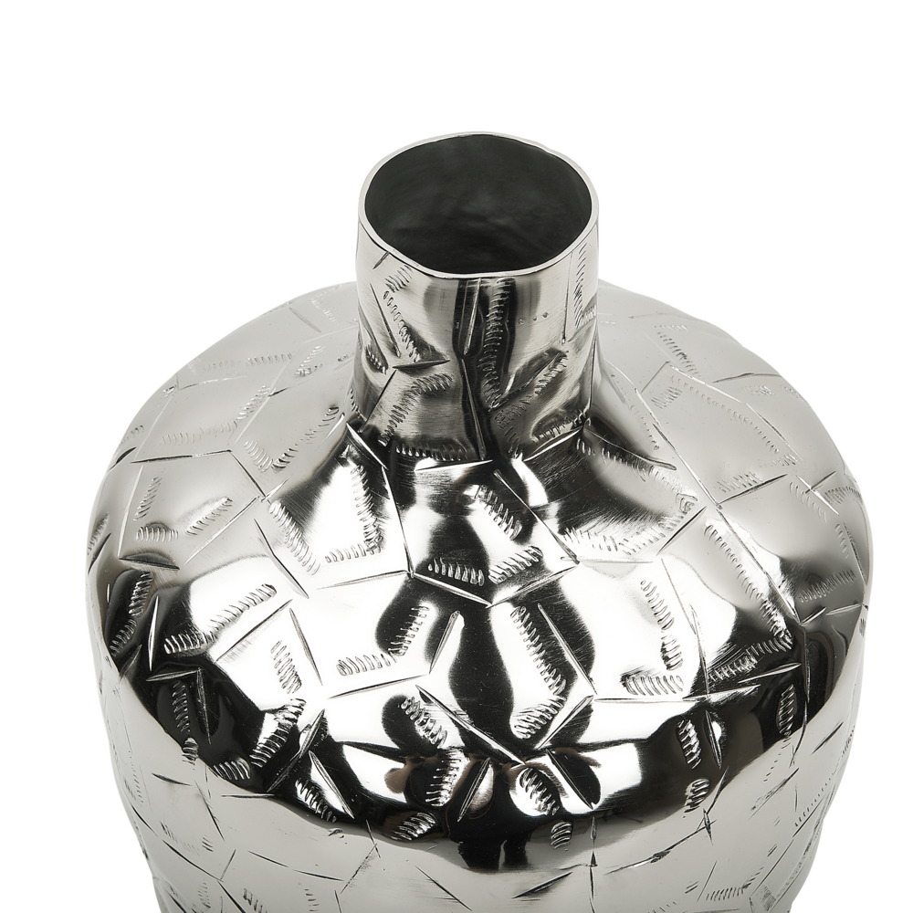 Vaso di fiori in metallo argentato 33 cm decorativo impermeabile moderno soggiorno glamour pezzo