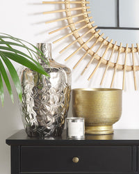 Vaso di fiori in metallo argentato 39 cm decorativo impermeabile moderno soggiorno glamour pezzo