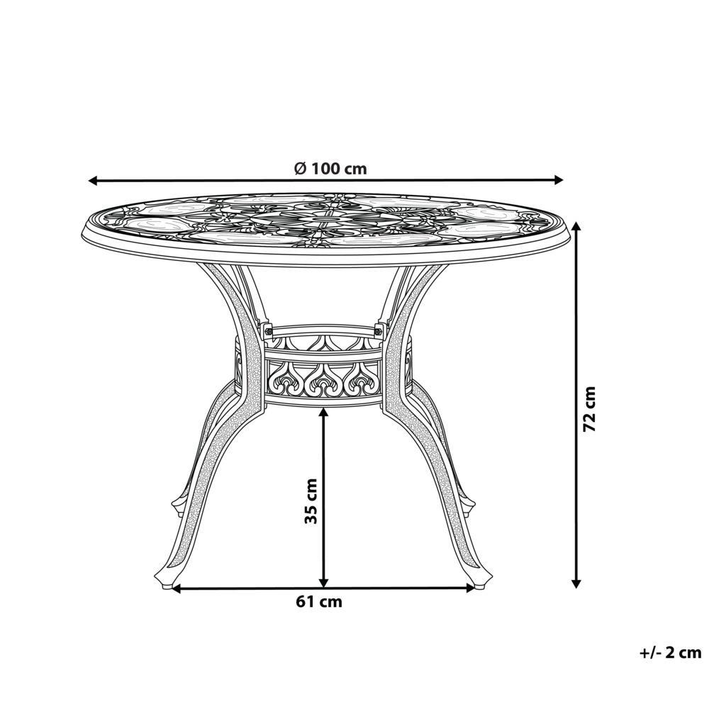 Tavolo da pranzo da giardino in alluminio marrone rotondo ø 100 cm da esterno vintage