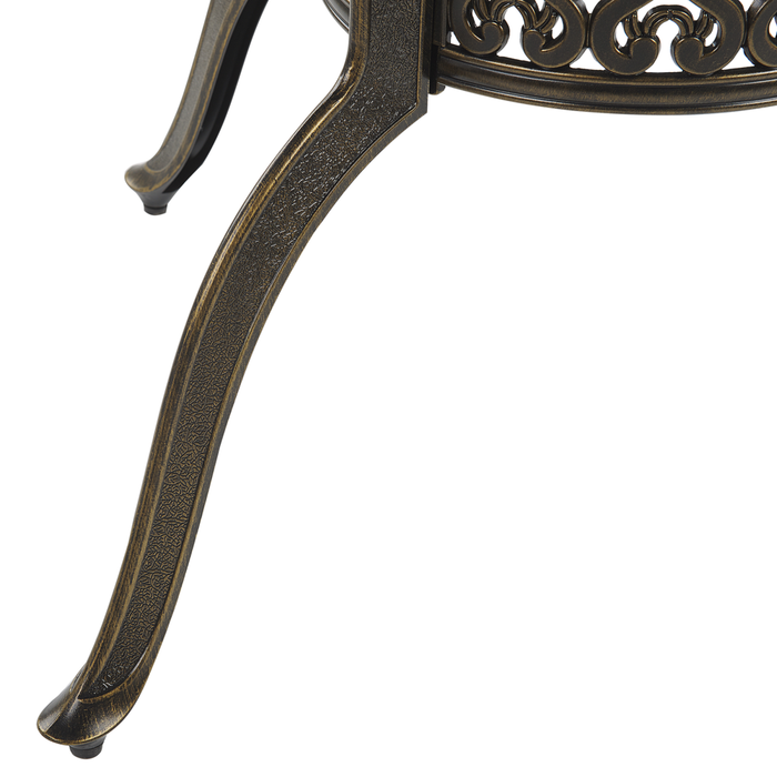 Set da pranzo da giardino Tavolo rotondo da esterno in alluminio marrone 4 sedie vintage