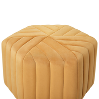 Pouf Velluto Giallo 29 x 53 x 48 cm Poggiapiedi Esagonale Imbottito Glamour