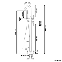 Miscelatore per Vasca Freestanding Argento Cromato con Doccetta 118 cm stile moderno