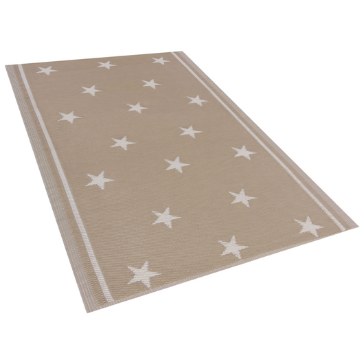 Tappeto per esterno Mat Beige Sintetico 120 x 180 cm Motivo a Stelle Eco Friendly Moderno