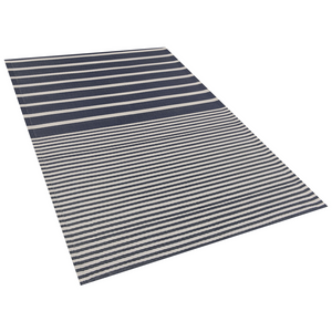 Tappeto per esterno Mat Blu Sintetico 120 x 180 cm Motivo Geometrico a Righe Eco Friendly Moderno Minimalista