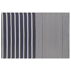Tappeto per esterno Mat Blu Sintetico 120 x 180 cm Motivo Geometrico a Righe Eco Friendly Moderno Minimalista