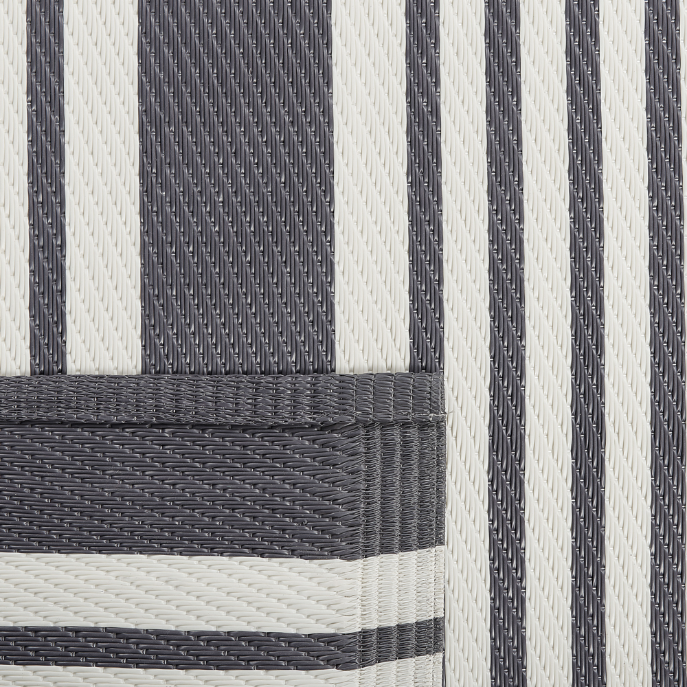 Tappeto da esterno Mat Nero e Grigio Chiaro Sintetico 120 x 180 cm Motivo Rigato Moderno