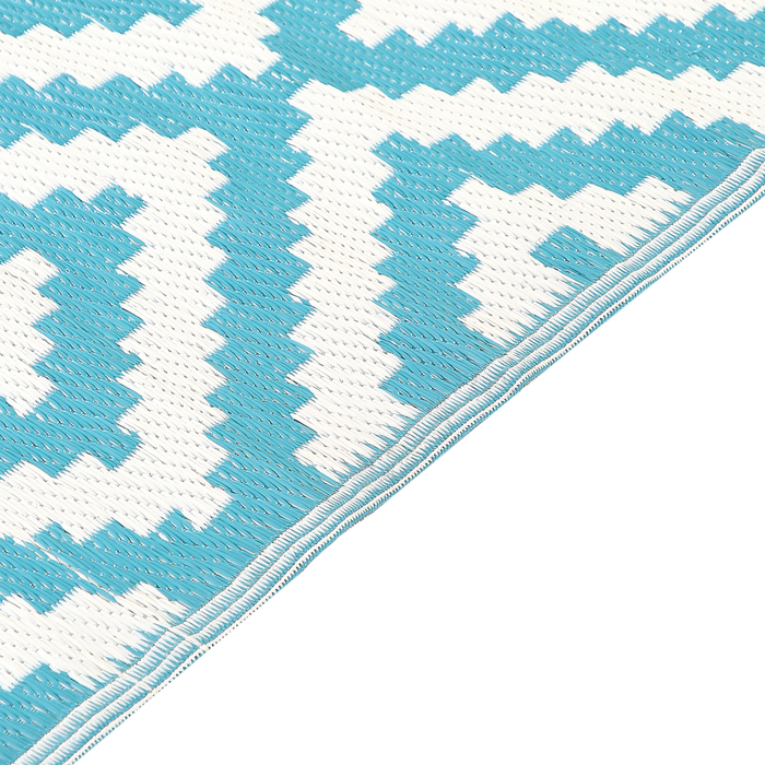 Tappeto per esterni blu 120 x 180 cm terrazza patio balcone motivo geometrico moderno