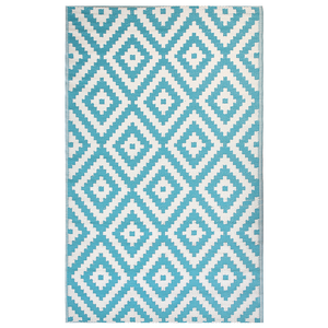 Tappeto per esterni blu 120 x 180 cm terrazza patio balcone motivo geometrico moderno