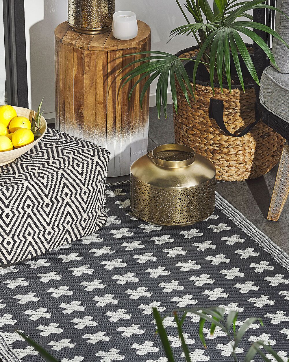 Tappeto da esterno Mat Nero Sintetico 90 x 180 cm Ecologico Moderno Minimalista