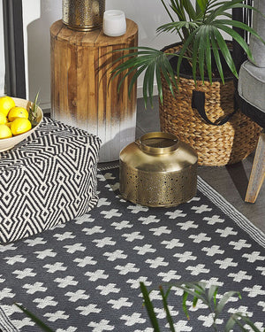 Tappeto da esterno Mat Nero Sintetico 90 x 180 cm Ecologico Moderno Minimalista