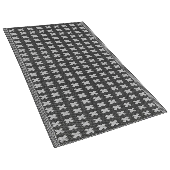 Tappeto da esterno Mat Nero Sintetico 90 x 180 cm Ecologico Moderno Minimalista