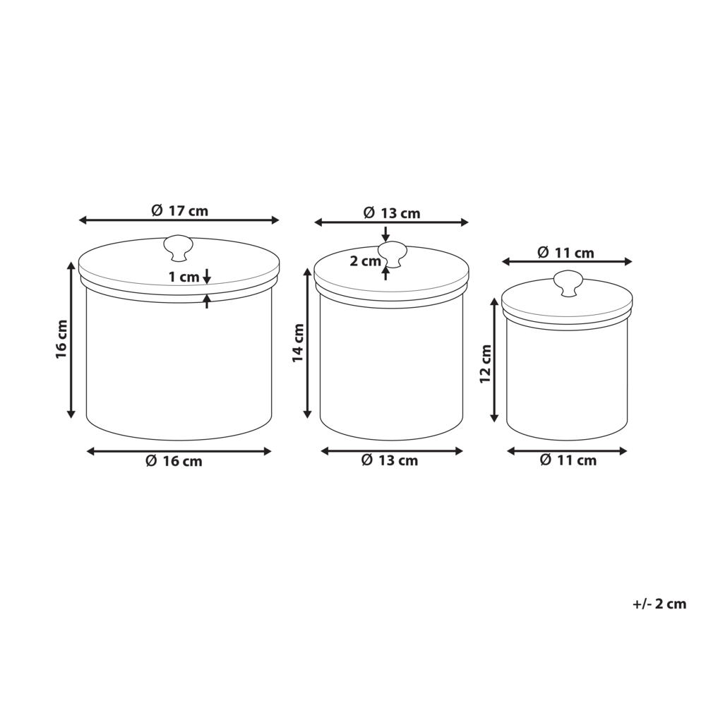 Set di 3 contenitori decorativi barattoli in alluminio argento con coperchi in legno