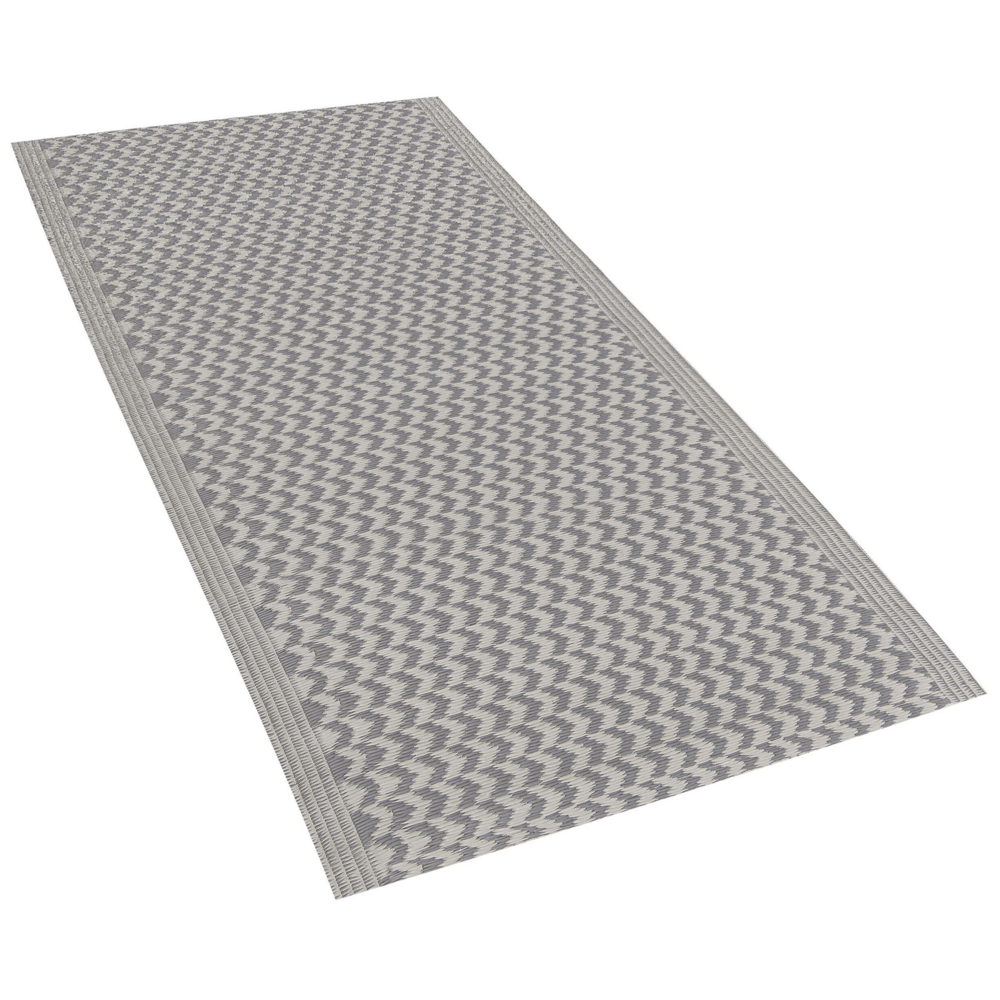 Tappeto per esterni Grigio Materiali sintetici Rettangolare 60 x 90 cm Motivo Chevron Accessori per balconi