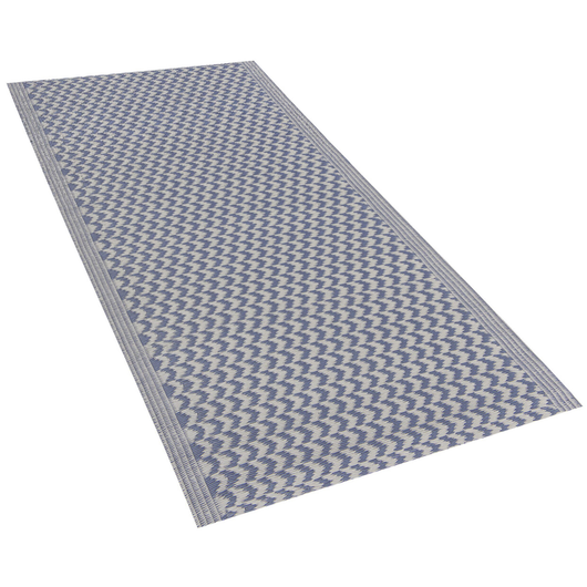 Tappeto per esterni Blu navy in materiali sintetici Rettangolare 60 x 90 cm Motivo Chevron Accessori per balconi