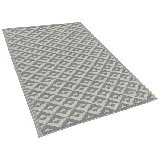 Tappeto per esterno Mat Grigio Sintetico 120 x 180 cm Diamante Motivo Geometrico Ecologico Moderno Minimalista