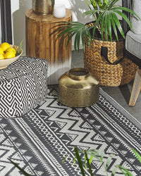 Tappeto da esterno Mat Nero Sintetico 120 x 180 cm Ecologico Scandinavo Moderno Minimalista