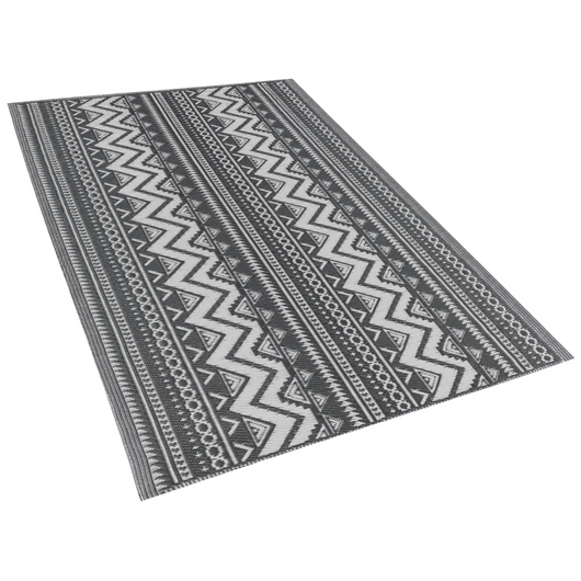 Tappeto da esterno Mat Nero Sintetico 120 x 180 cm Ecologico Scandinavo Moderno Minimalista