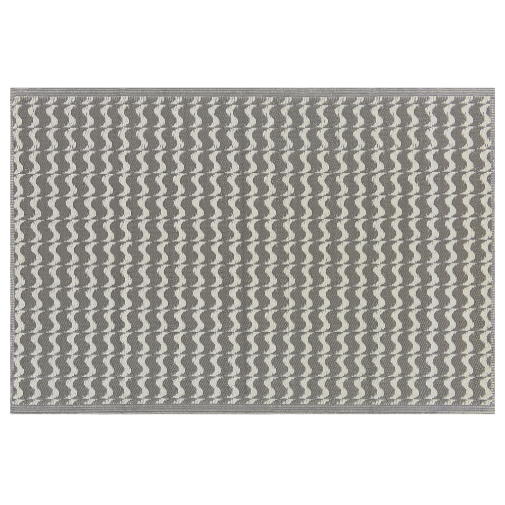 Tappeto per esterni Grigio Materiali sintetici Rettangolare 120 x 180 cm Motivo geometrico ondulato Accessori da balcone
