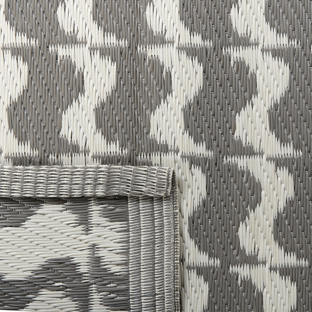 Tappeto per esterni Grigio Materiali sintetici Rettangolare 120 x 180 cm Motivo geometrico ondulato Accessori da balcone