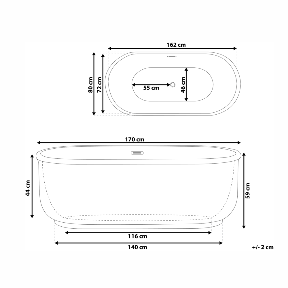 Vasca freestanding bianco lucido sanitario acrilico singolo ovale moderno design minimalista