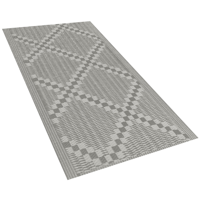 Tappeto per esterni grigio 60 x 105 cm tessuto jacquard patio terrazza soggiorno interno