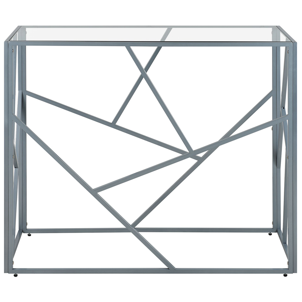 Consolle Piano Vetro Trasparente Struttura Metallo Argento 100 x 40 cm Glam Modern