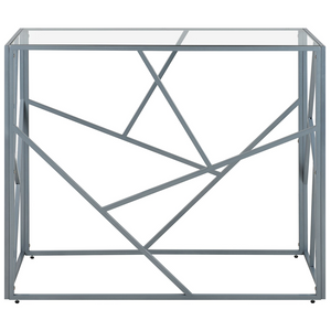 Consolle Piano Vetro Trasparente Struttura Metallo Argento 100 x 40 cm Glam Modern