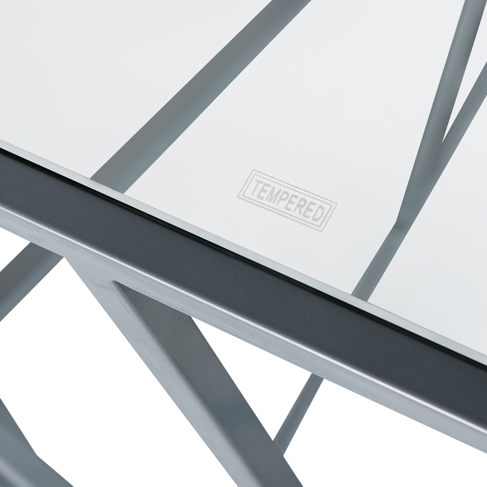 Consolle Piano Vetro Trasparente Struttura Metallo Argento 100 x 40 cm Glam Modern