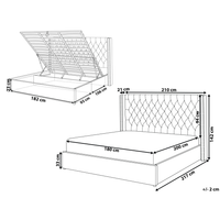 Letto con contenitore in velluto beige imbottito con testiera alta 18 m Super King Size