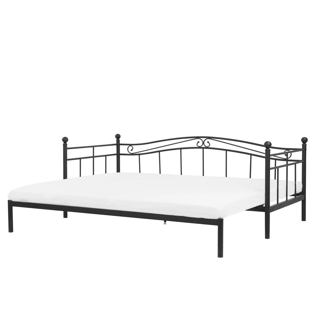 Dormeuse Letto estraibile Nero 80 - 160 x 200 cm Base a doghe estraibile Convertibile