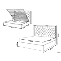 Letto con contenitore in velluto grigio imbottito con testiera alta 160 x 200 cm