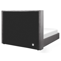 Letto con contenitore in velluto grigio imbottito con testiera alta 160 x 200 cm