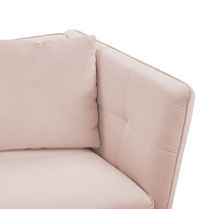 Divano a 3 posti con rivestimento in tessuto di velluto rosa capitonné con gambe dorate