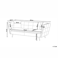 Divano a 3 posti con rivestimento in tessuto di velluto grigio capitonné con gambe dorate