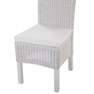 Set di 2 sedie da pranzo Rattan bianco Vimini Gambe in legno di mango Boho Indoor Design moderno